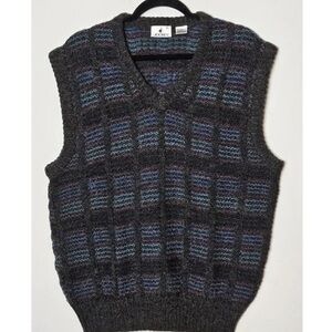 Men's V-Neck Sweater Vest in Black and Blue